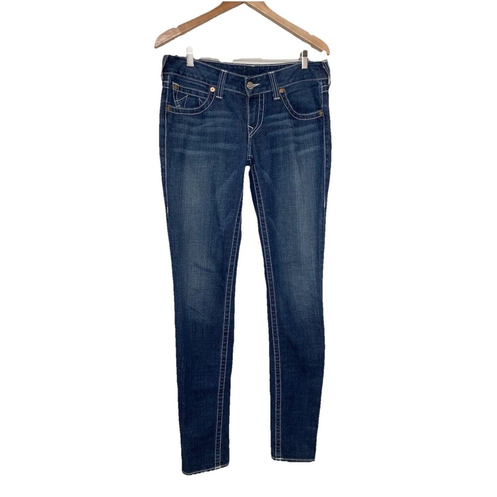 True Religion "Stella" Skinny Jeans Womens 31 Mid Rise Blue Denim
